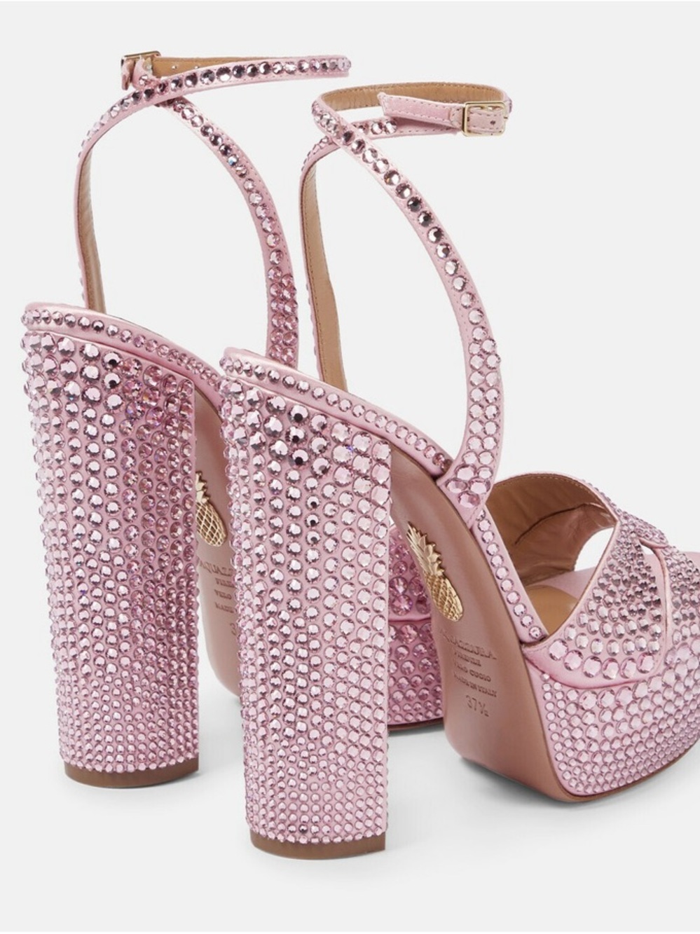 AQUAZZURA Sinner embellished satin platform sandals - Picture 2 of 7